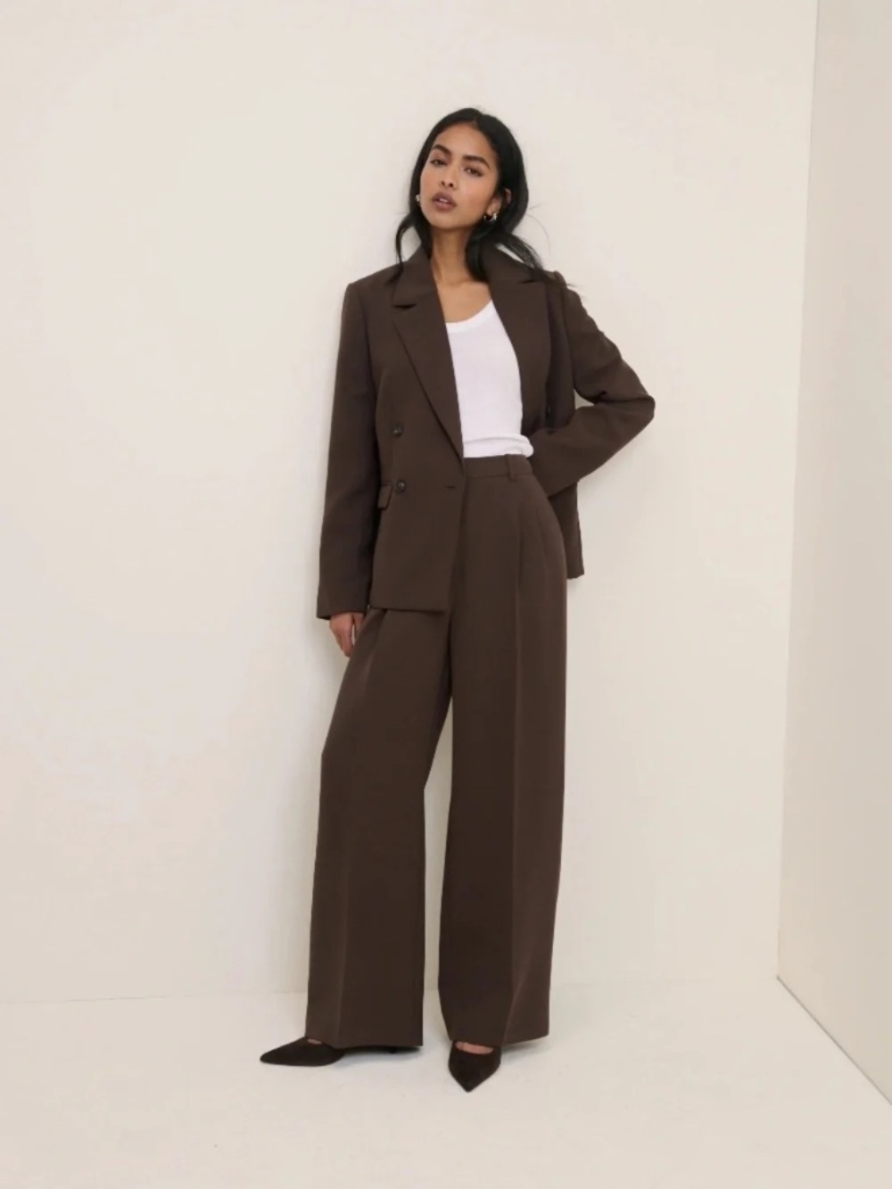 Nobody's Child Jax Crepe High Waisted Wide Leg Trousers